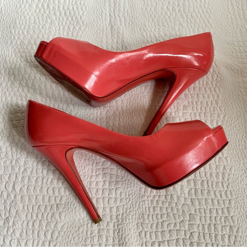 D&G Dolce and Gabbana Coral Leather  Peep Toe High Heels  38 - Picture 7 of 10